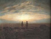 Caspar David Friedrich Two Men on the Beach in Moonlight (mk10) oil on canvas